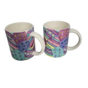 Vintage 1996 Mervyn's Coffee Mugs Easter Parade 4" Tall x 3.250" Wide 2926-1TCB9